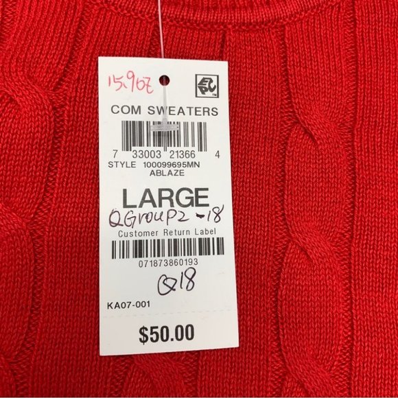 Club Room Mens Cable-Knit Cotton Sweater Ablaze L - Picture 3 of 9